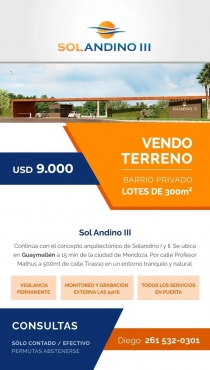 Lote de 300 m² en Barrio Sol andino 3