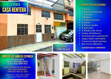 Se Vende Casa Rentera Sur de Quito