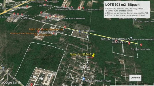 923 m², Alta Plusvalia, a 100 m de Av, Sitpach, Merida. (Cerca Palta, Via Cholul)