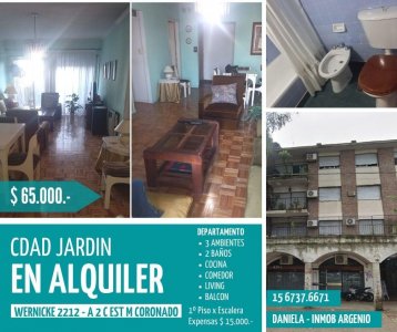 Departamento 3 Amb con Balcón. a 2 Cd Fc Urquiza. Ciudad Jardin