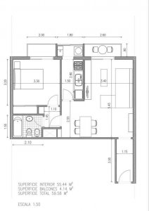 2 Ambientes Muy Luminoso y Amplio en Palermo