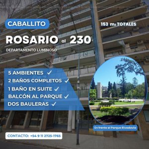 Vendo Departamento Frente a Parque Rivadavia